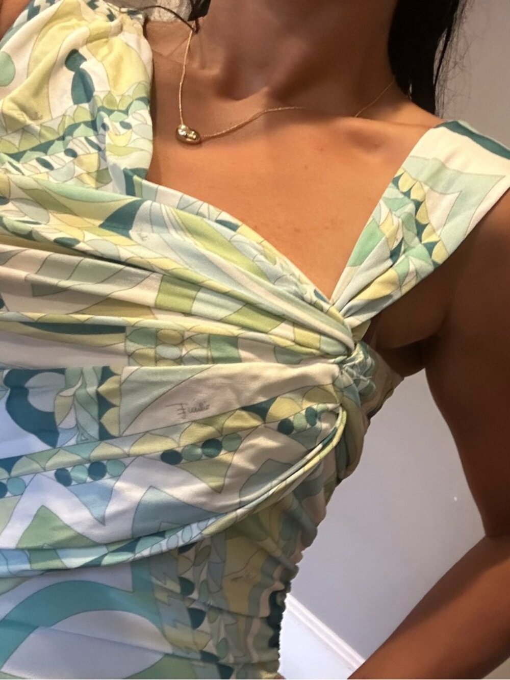 Authentic Emilio Pucci Green Patterned Mini Bodycon Dress - Picture 6 of 14